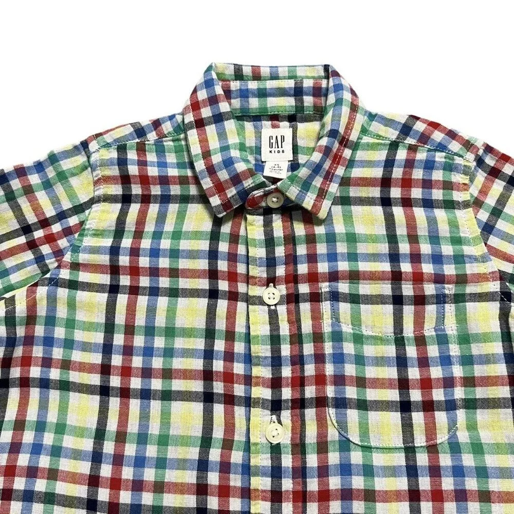 Gap Kids XS 4-5Y Colorful Plaid Button Down Shirt